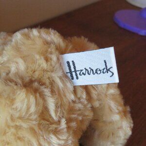 Harrods Jacob Bear Small Plush Stuffed Beige Bow Black gold
